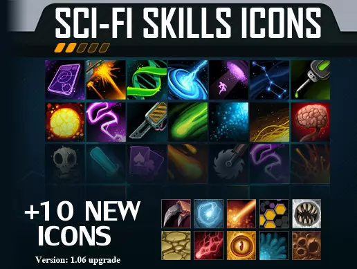 Unity Asset Sci-Fi Skill 图标包 v1.06