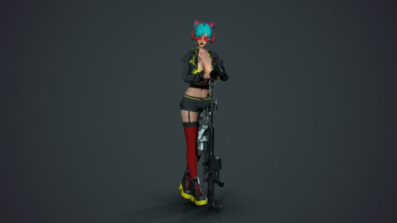 赛博朋克狙击手女孩 – Cyberpunk Sniper Girl