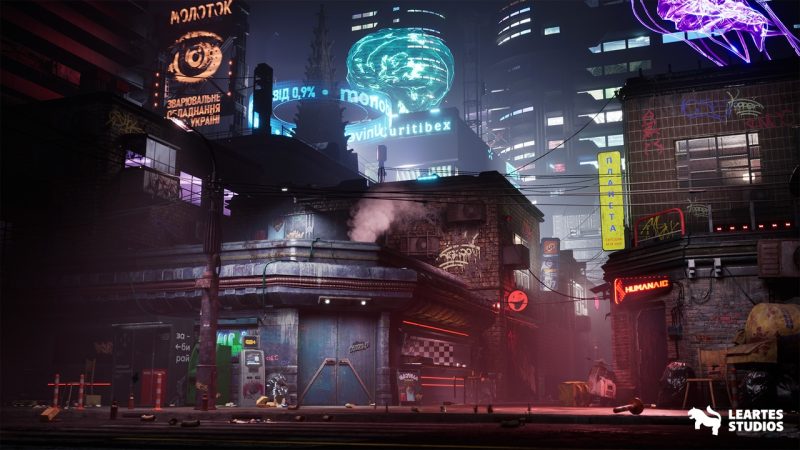赛博朋克基辅街道环境 – Cyberpunk Kyiv Street Environment