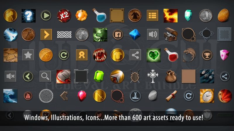 中世纪风格HUD与GUI资源包 – HUD and GUI Medieval Art Bundle