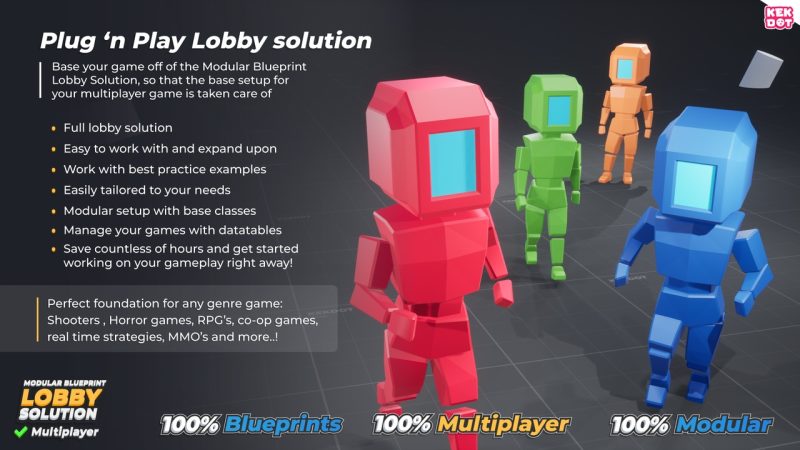 多人游戏蓝图大厅解决方案模板 – Multiplayer Blueprint Lobby Solution – Template – By Kekdot