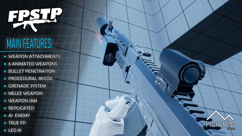 第一人称射击游戏模板包3.3 – First Person Shooter Template Pack (FPSTP) 3.3 — Advanced FPS Kit for UE5
