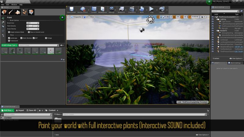 动态交互植物第8卷 – 植被工具与交互音效 – Dynamic Interactive Foliage Plants 8 – Foliage tool and interactive sound