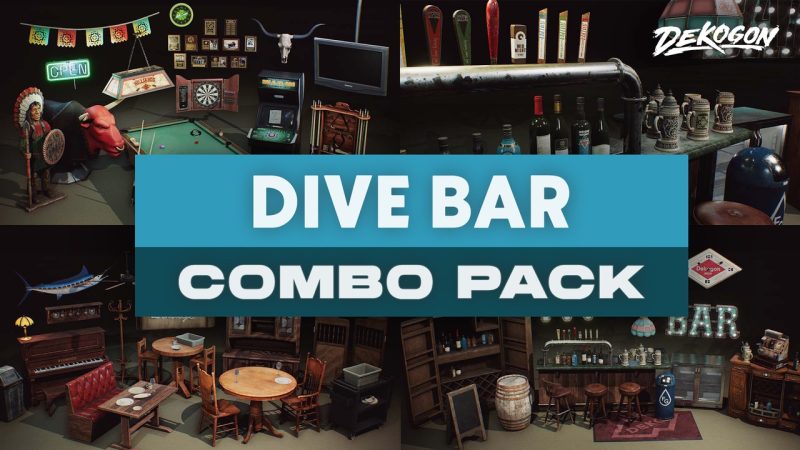 潜水酒吧与餐厅组合道具包 (VOL 1-3) – Dive Bar and Restaurant – COMBO Prop Pack (VOL 1-3)