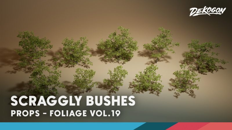 植被资源第19卷 – 杂乱灌木丛 (Nanite与低多边形) – Foliage VOL.19 – Scraggly Bushes (Nanite and Low Poly)