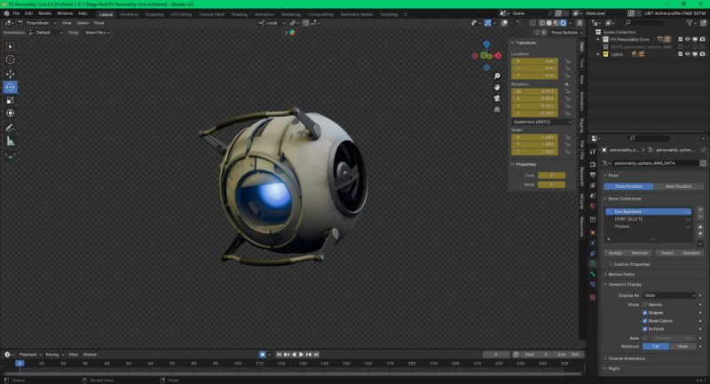 《传送门1》和《传送门2》的Blender3D模型及绑定