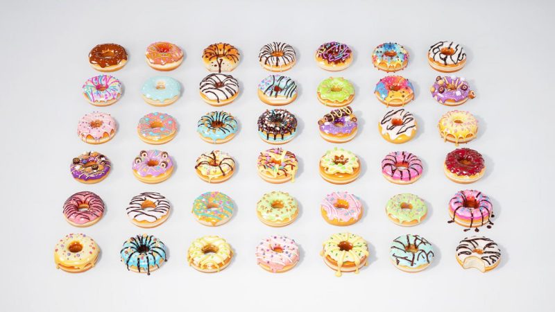 甜甜圈、面包和蛋糕 3D 模型