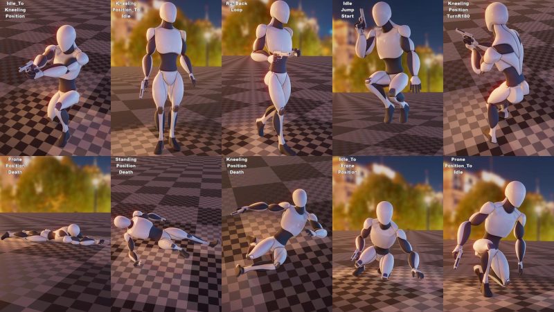 女性手枪持握移动动画集 – Female Movement Pistol