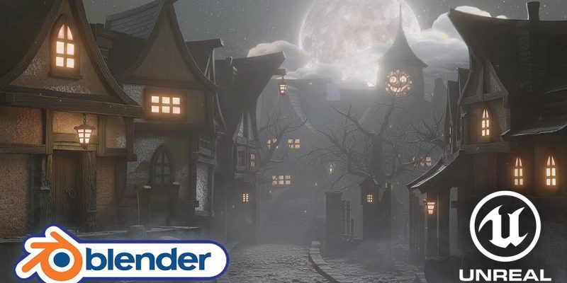 Blender 5 和 Unreal Engine 5.7：风格化闹鬼街道模块化套件工作坊